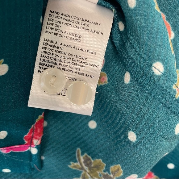 Anthropologie | Wellesley Ballon Sleeve Button Up Polka Dot Floral Blouse - Picture 7 of 9